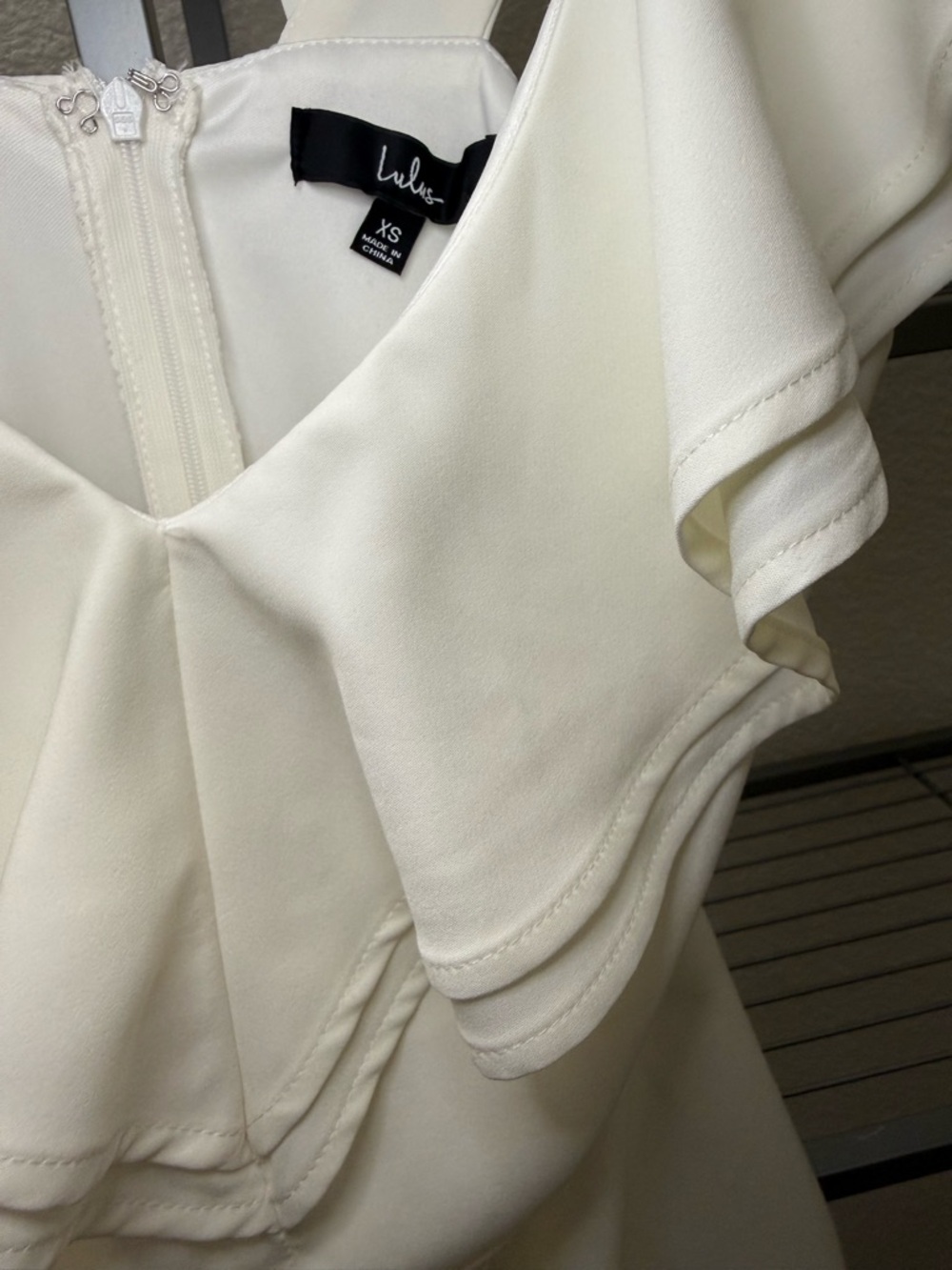 Lulu's Ivory Ruffle V-Neck Mini Dress - Picture 4 of 5